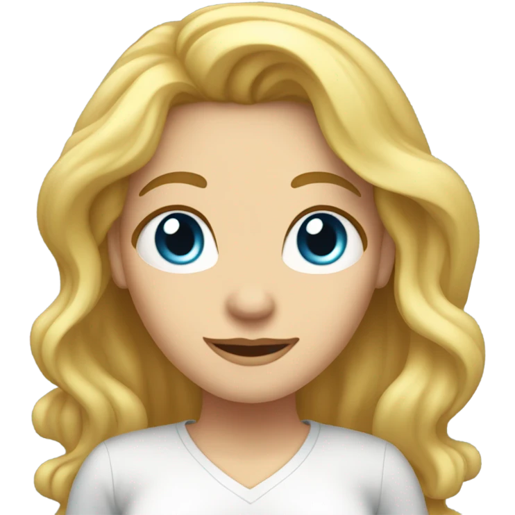 White woman, long hair, blonde hair, wavy hair, standing on scale, weight loss emoji