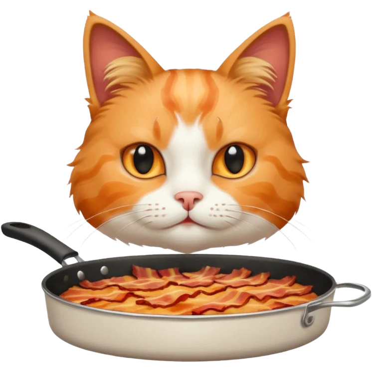 simple cat with a pan of bacon emoji
