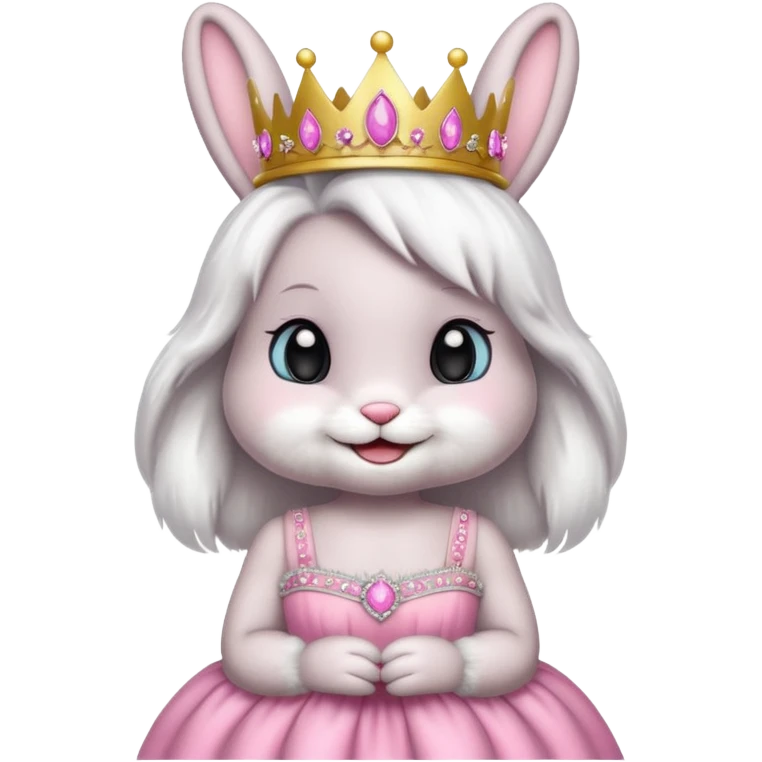 Bunny emoji + tiara + pink dress + happy emoji