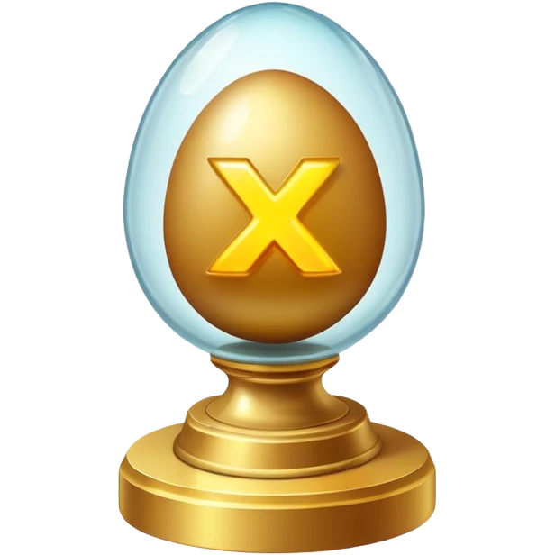 A trophy egg in a glass cube
— Like in a museum or a safe, with an "x?" glowing on it — evokes a sense of rarity and exclusivity. Like, "Not everyone can get here." emoji