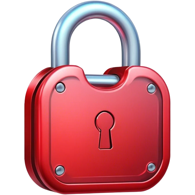 holographic and glassmorphic red lock emoji