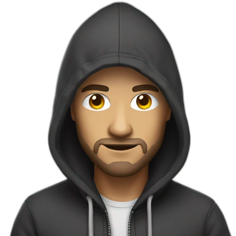 a hacker with a dashing look and a hoodie emoji