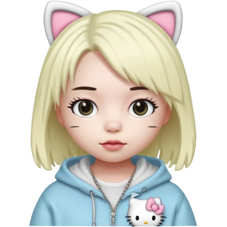 Hello Kitty is in the style of Billie Eilish emoji