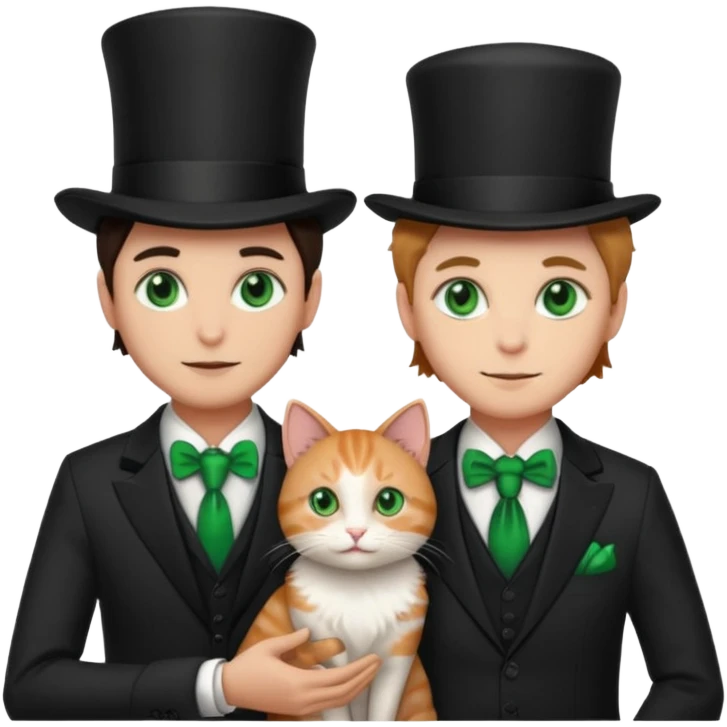 magician couple and their pet cat emoji