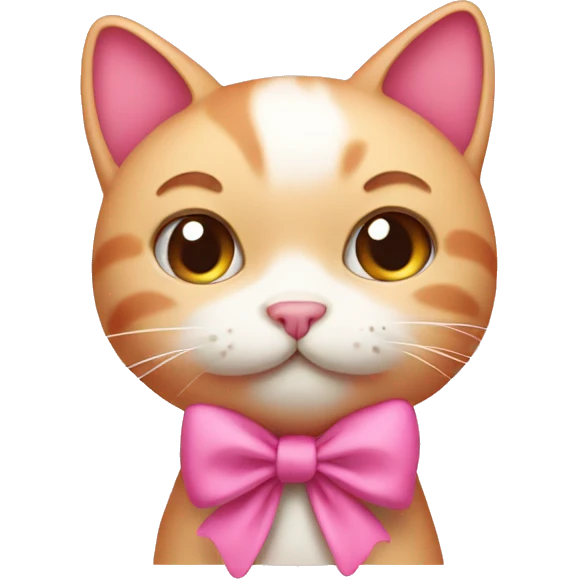 Pink cat wearing a bow  emoji