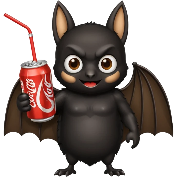 black bat drinkig soda emoji