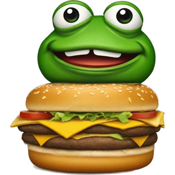 pepe the frog with a mcdonald burguer emoji