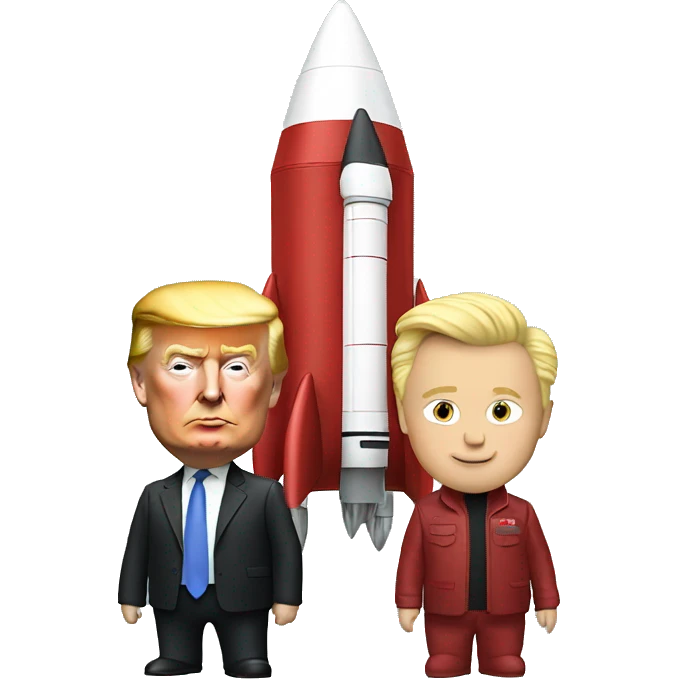 trump and Elon musk sticking on rocket together which is going on top  emoji
