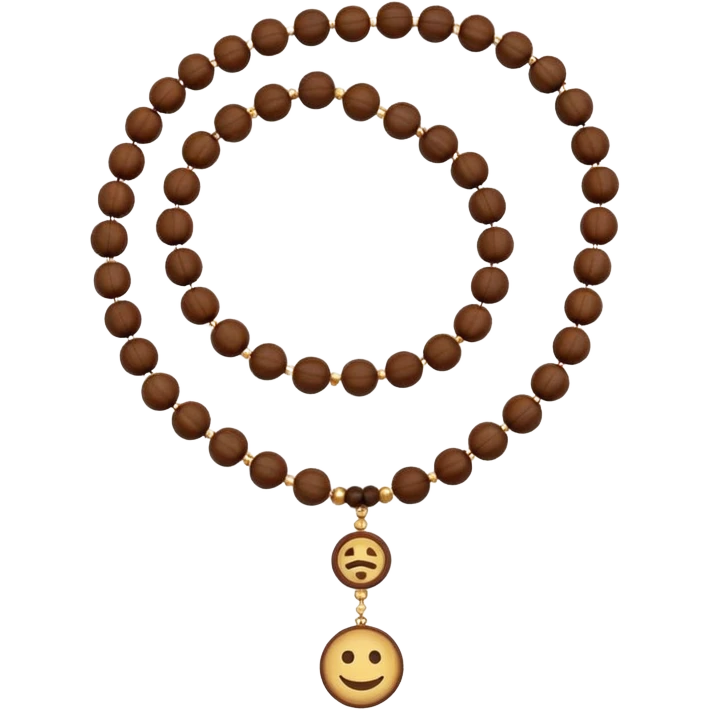 prayer beads (misbaha) in circular arrangement, brown and gold, emoji style emoji