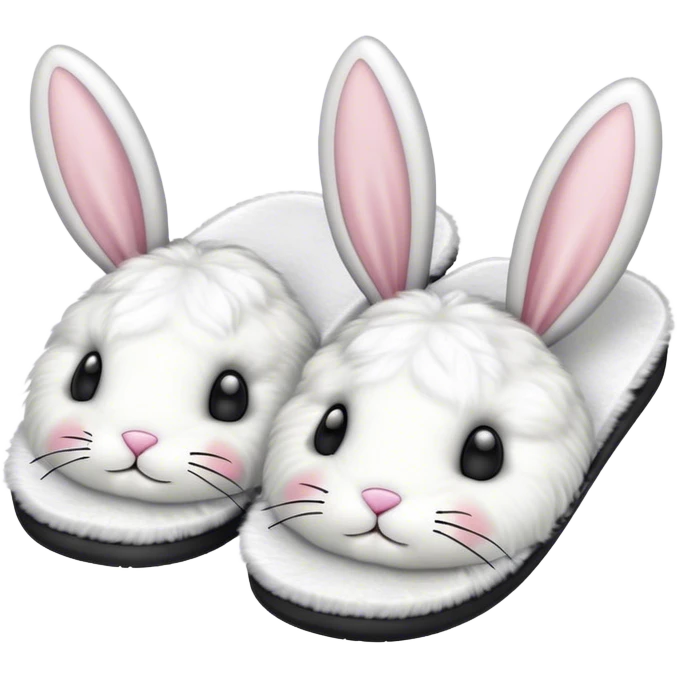 white puffy fluffy slippers with ears emoji