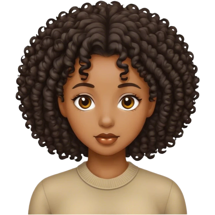 black girl with curly hai emoji