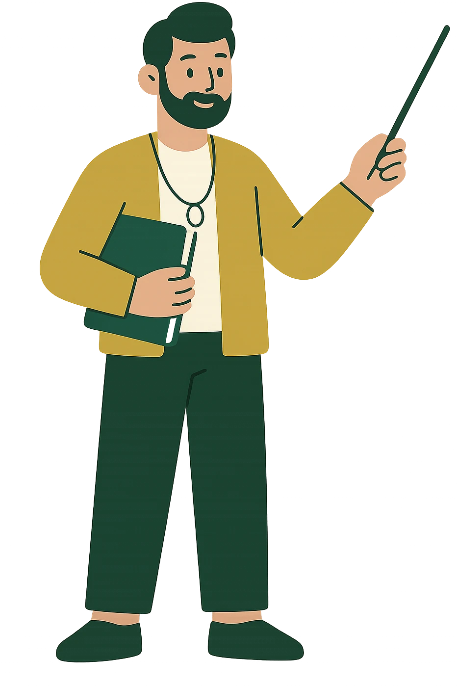 general education teacher, modern look, green gold and white color scheme, rounded shapes, simple design emoji