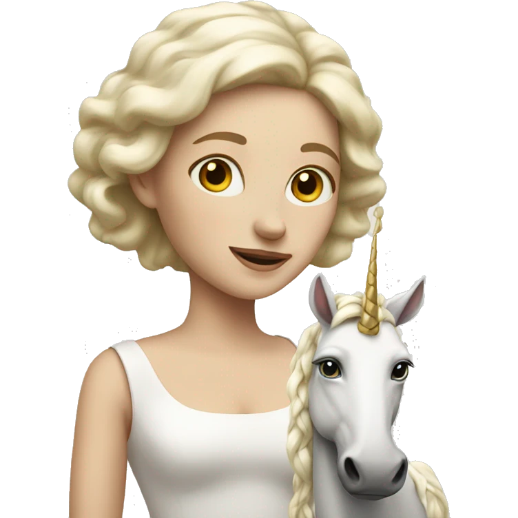 white lady with unicorn emoji