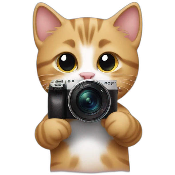 kitten taking photos with sony emoji