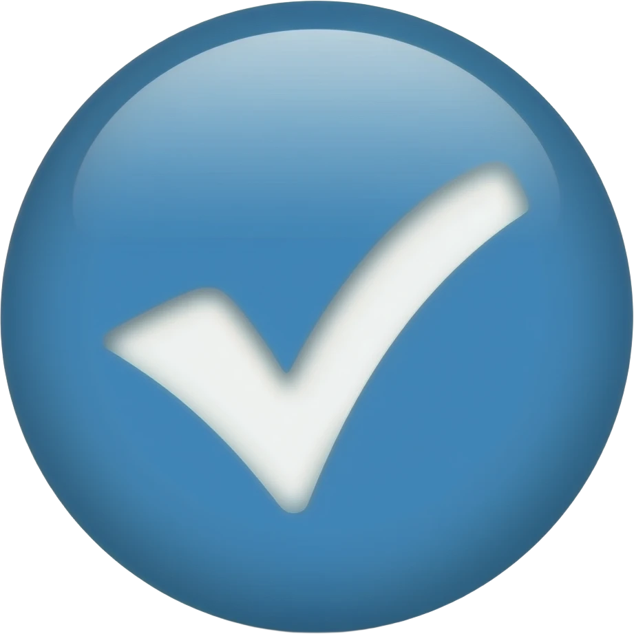 Créer moi un Stickers rond bleu avec un une coche au milieu emoji