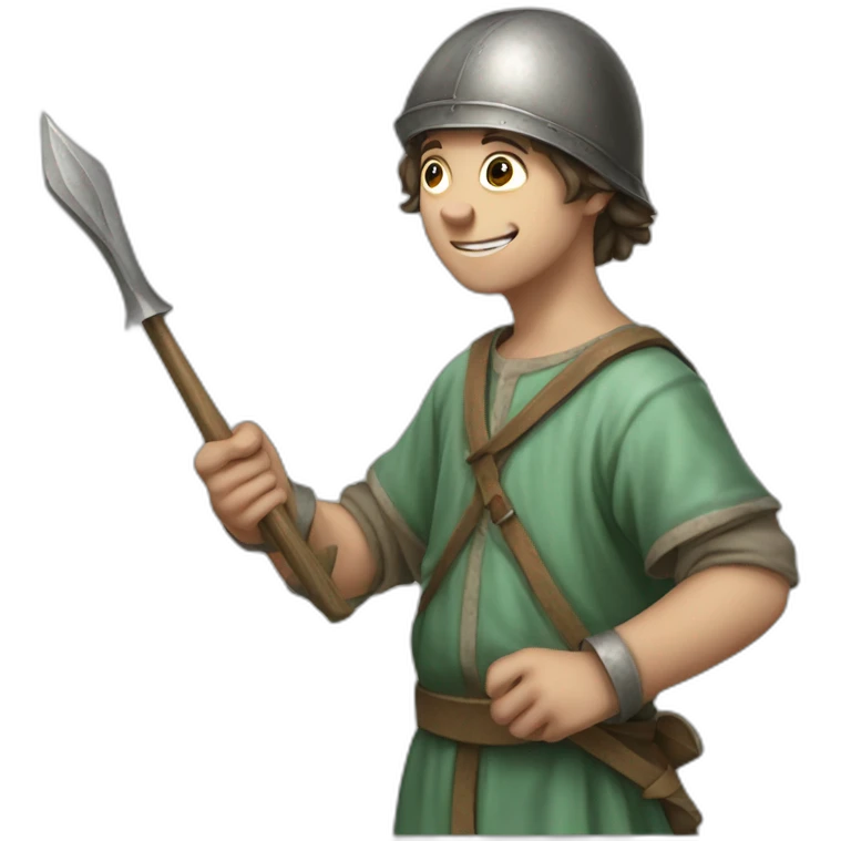 young mint apprentice yielding tool, medieval age emoji
