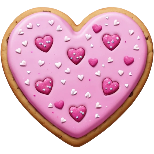 Heart cookie with pink chips with glitter emoji