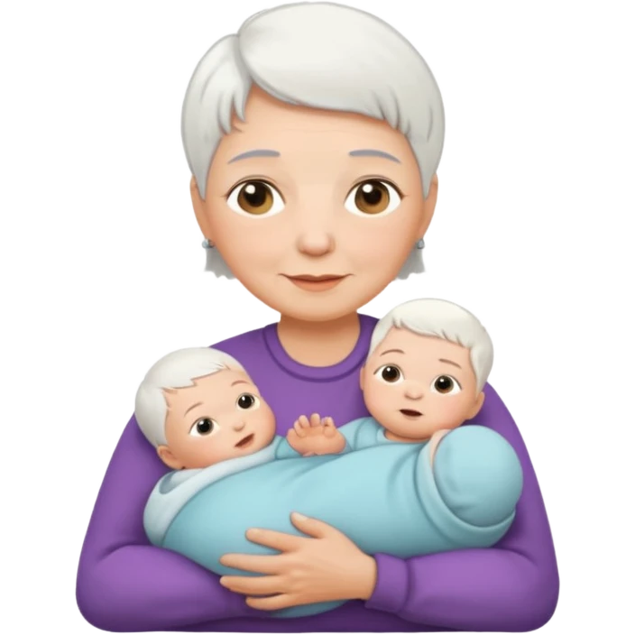 grandmother with short hair white and newborn an baby   emoji