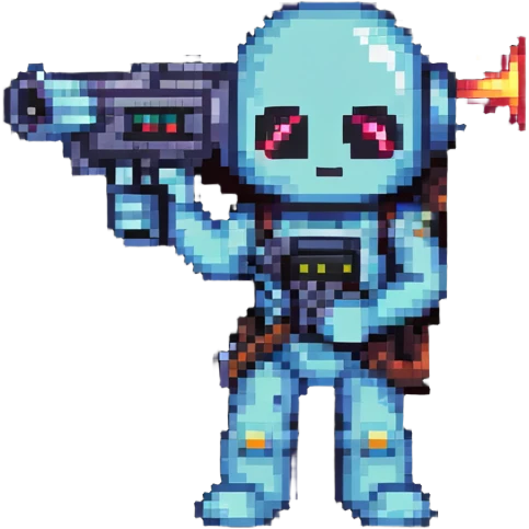 emoji holding a sci-fi blaster emoji