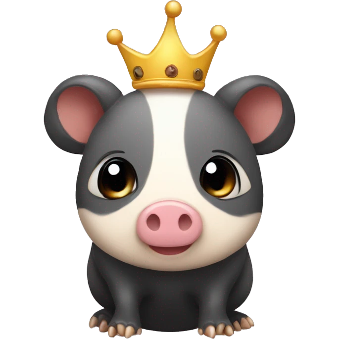 Black piebald chubby round armadillo pig panda centipede armadillo wearing a crown emoji