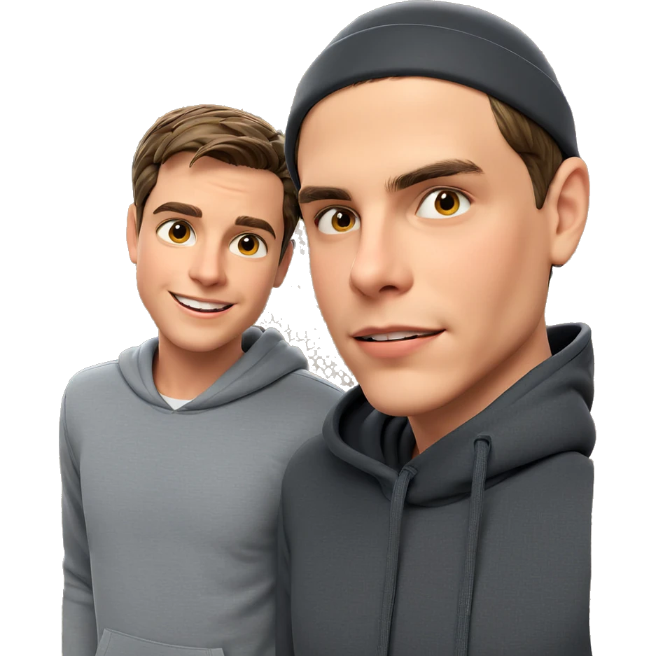 boys smiling in hoodies emoji