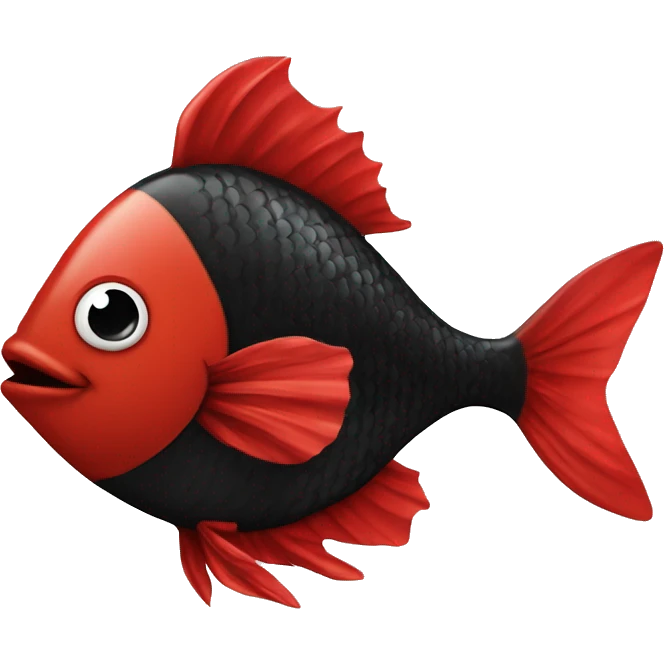 Black and red fish smileing face with your childrens emoji