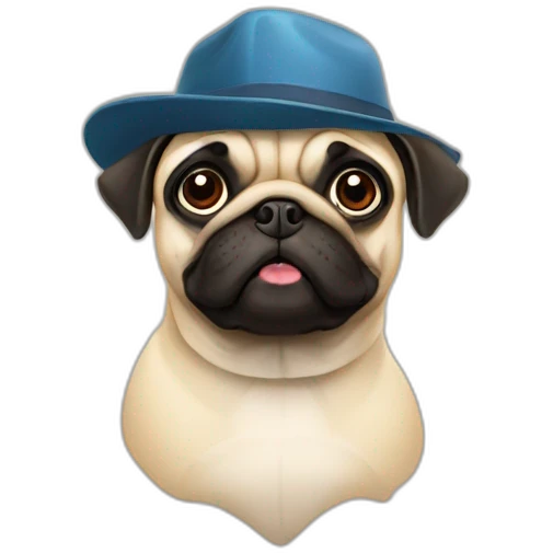 Pug dog with a hat emoji