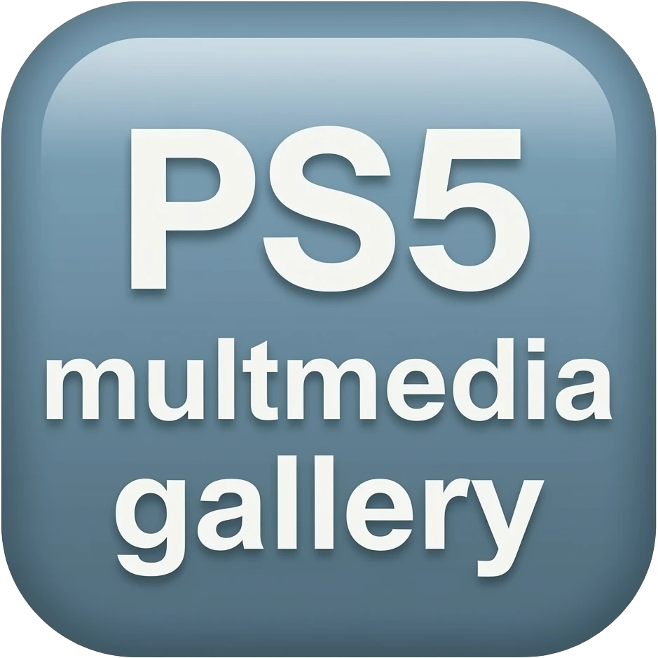 icone style en couleurs  avec ecrit  ps5 galerie multimedia en font special emoji