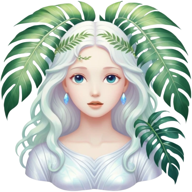 White marble dreamy divine godly angelic lady vines palm leaves tropical pastels glittery shiny aesthetic epic beautiful pretty scene scenery full picture  emoji