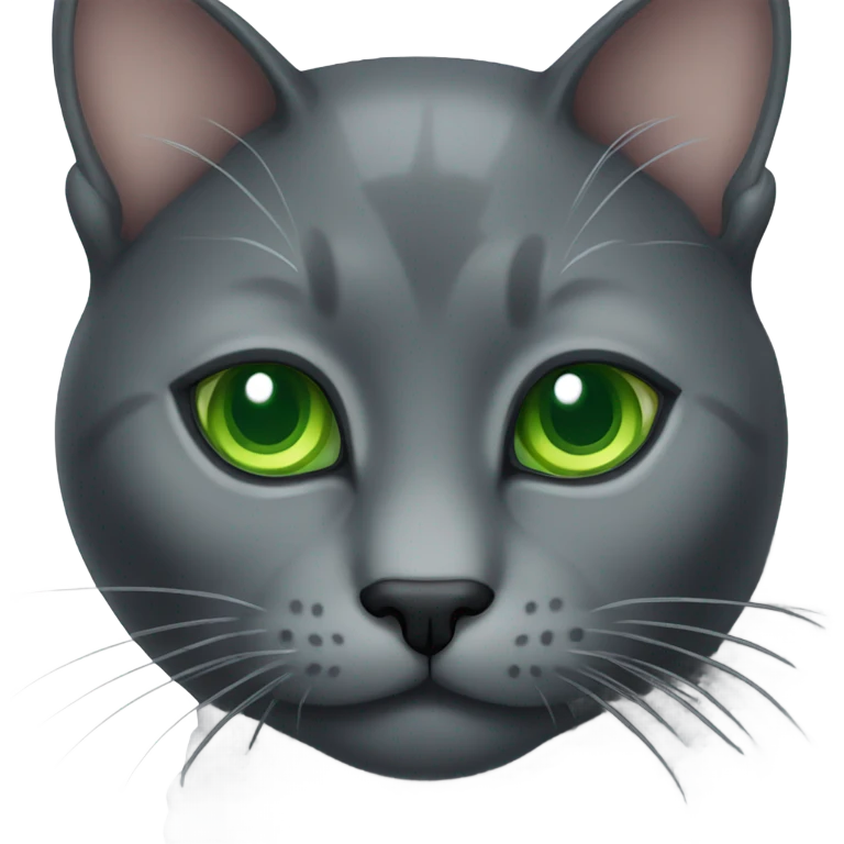 dark gray cat with green eyes emoji