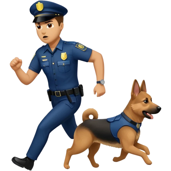 Police with dog is angry and police is running emoji