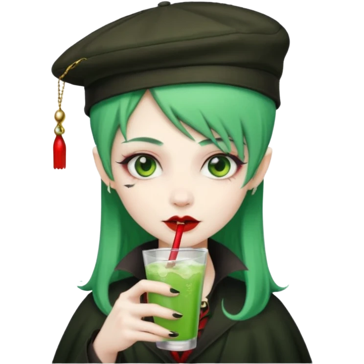vampire green hair Drink holders with hat  emoji