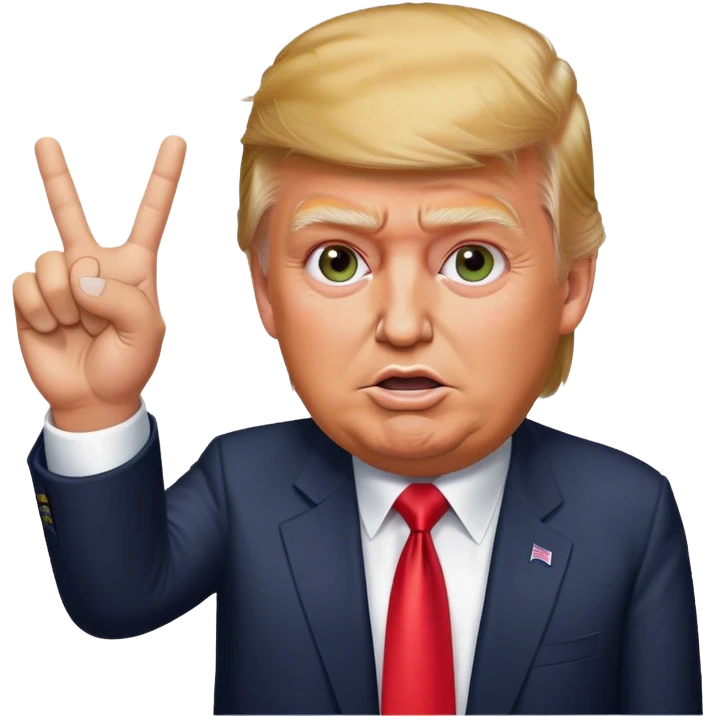 Donald  Trump shows victory with one hand hyperrealistic emoji