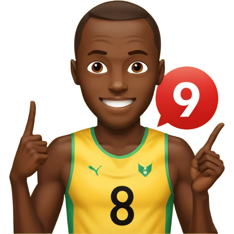 usain bolt with a pannel behind him with 9.58 behind him emoji