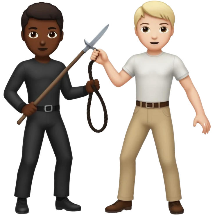 White person whipping a black slave emoji