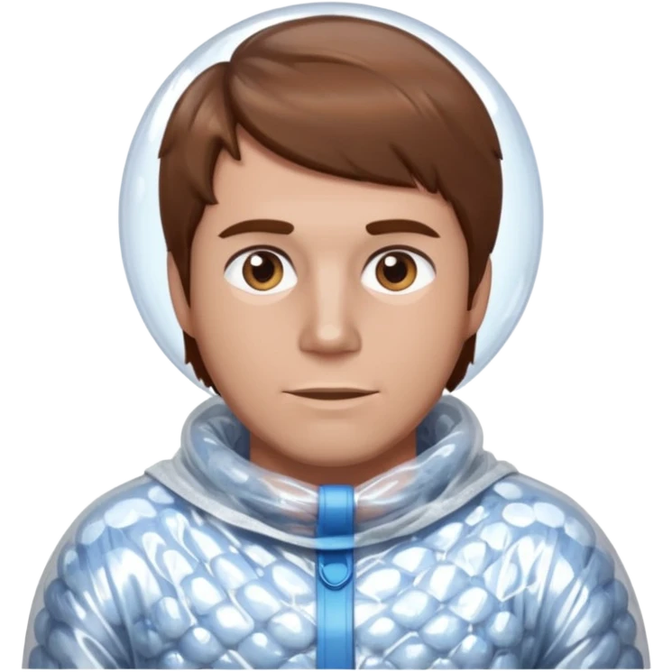 Brown haired man wrapped in bubble wrap emoji