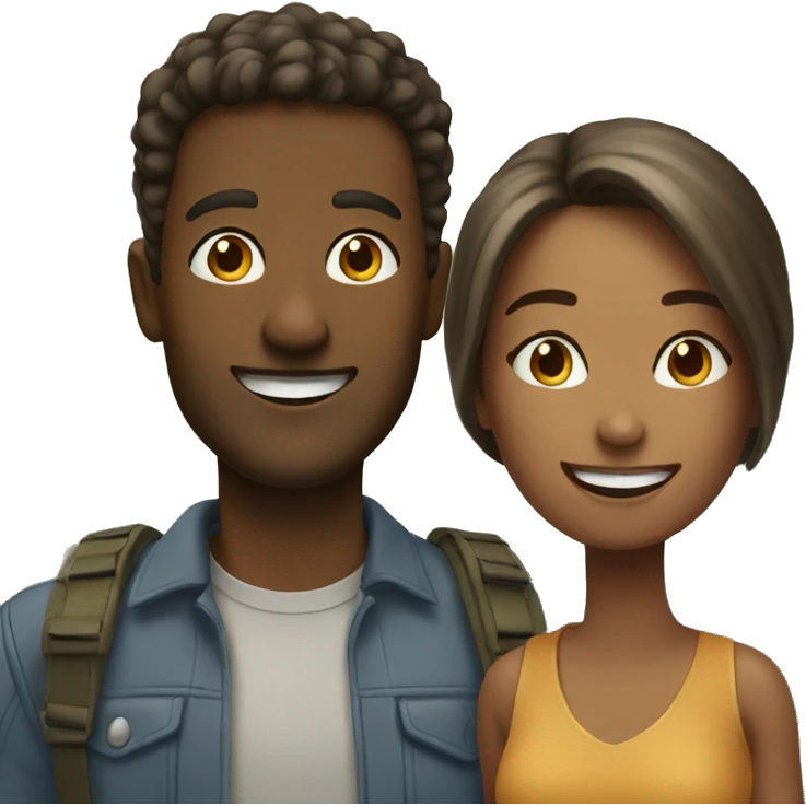 Woman and man smiling outdoors emoji