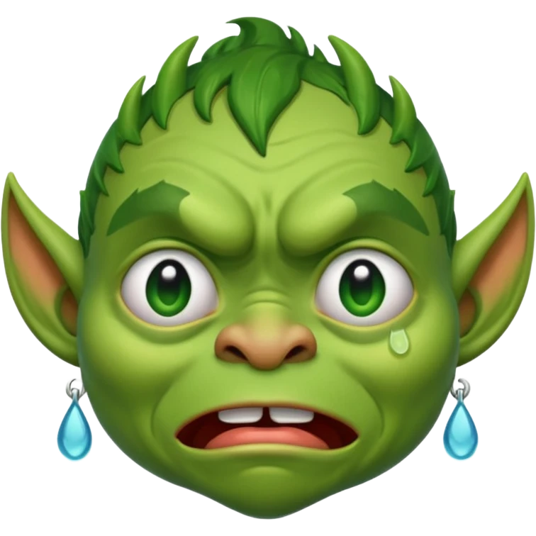 Goblin is crying with very big tears in his eyes  emoji