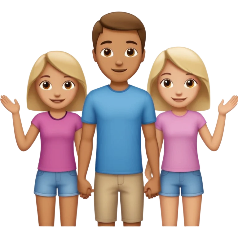 A guy in the center who hold hands to two other gurls emoji