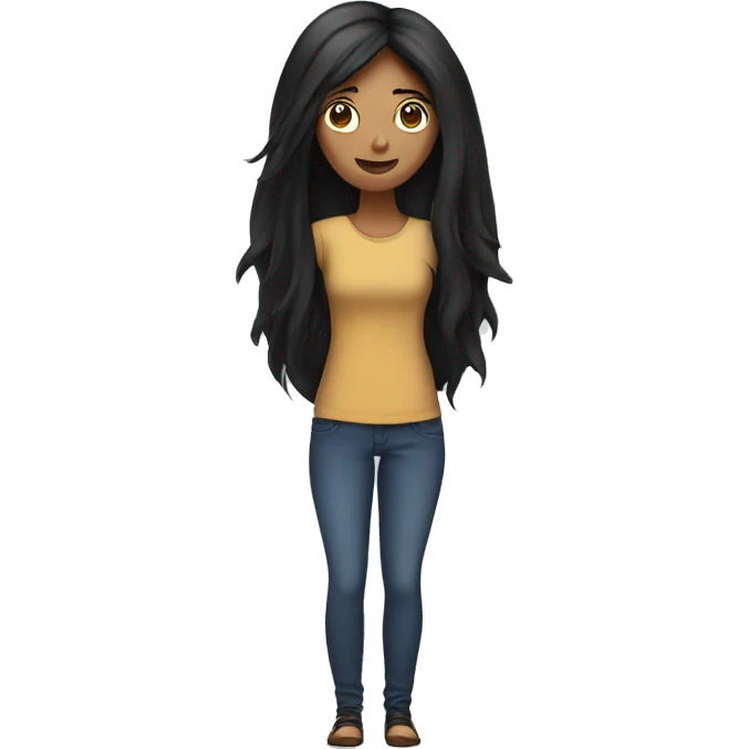 women with long black hair, standing emoji