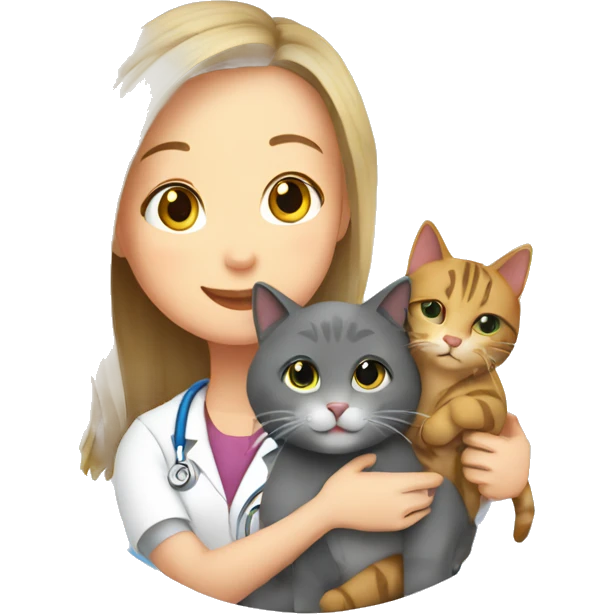 cat cuddles veterinarian girl emoji