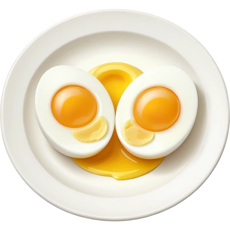Two boil eggs in a plate cut in half emoji
