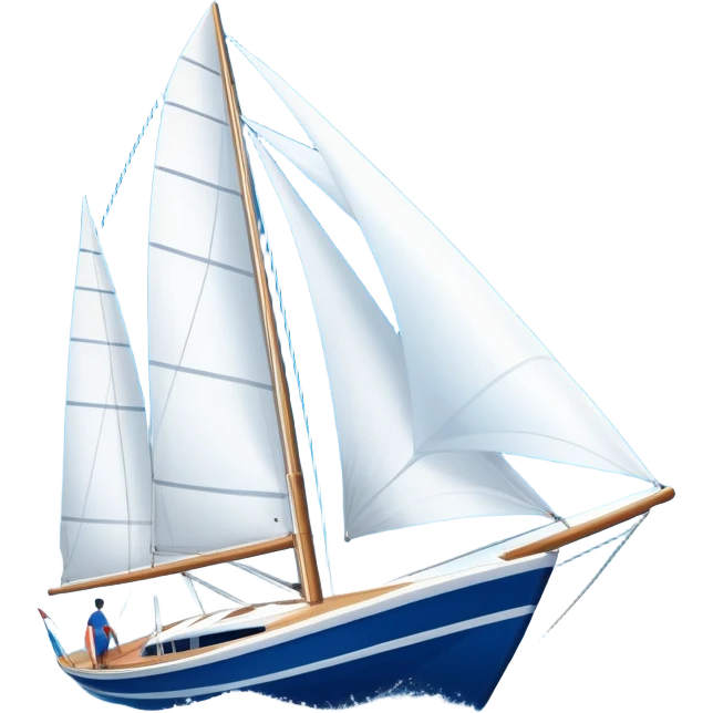 An icon featuring a sleek sailboat with billowing sails cutting through the waves. The design includes the boat's mast, a wind-filled sail, and water splashes, symbolizing the thrill and skill of sailing. Transparent background highlights the elegance and power of wind-driven sports. emoji