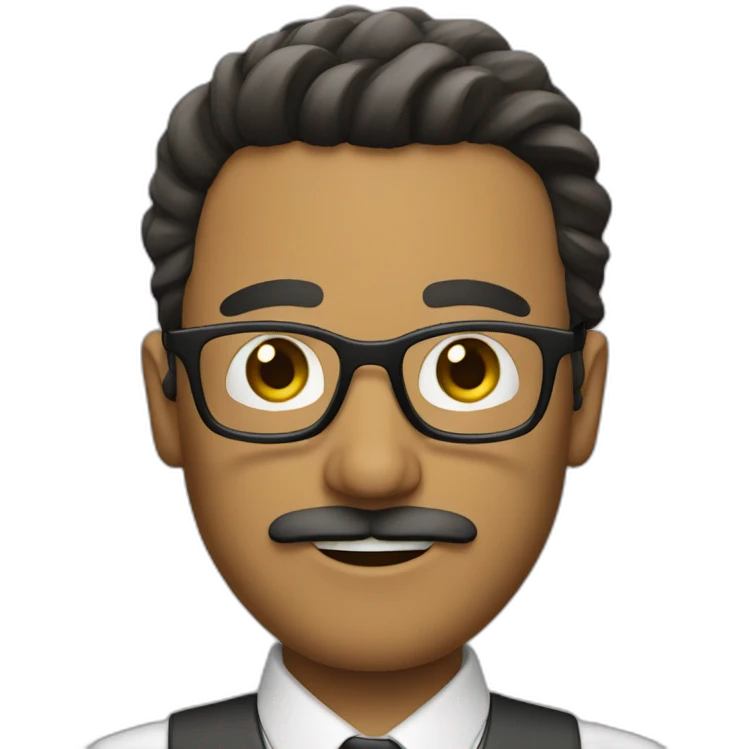 a shor hair man, using glasses, with mustache emoji