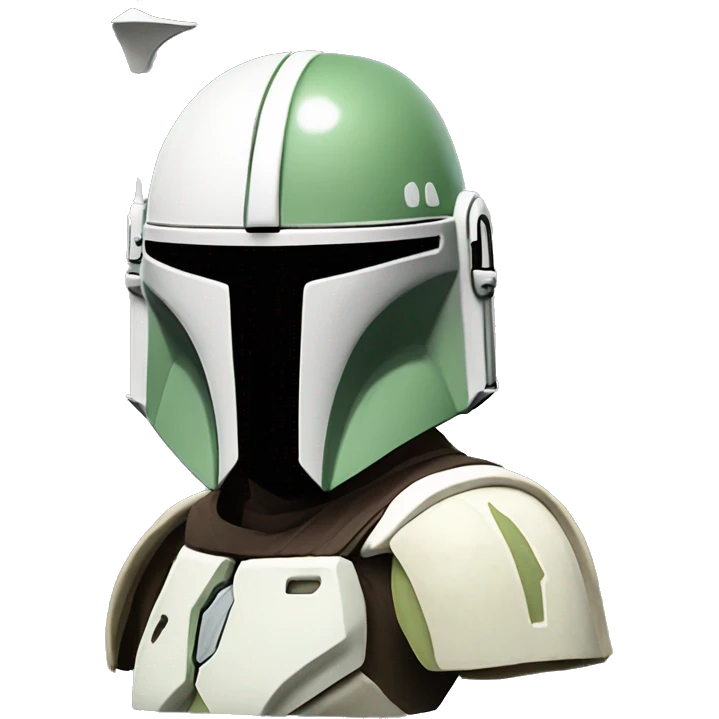 Light green and white colored Mandalorian helmet with antenna emoji