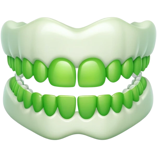 bright green dental braces on teeth emoji