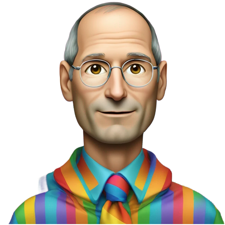 steve jobs wearing a rainbow suit emoji