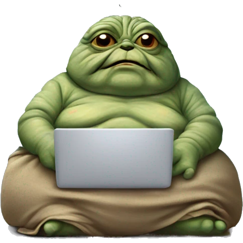 Jabba the Hutt from Star Wars with a laptop emoji