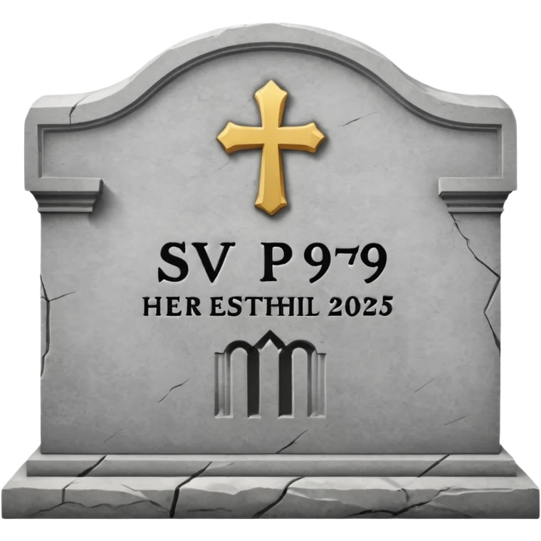 A gravestone with the inscription: Here lies the SVP 1971–2025 emoji