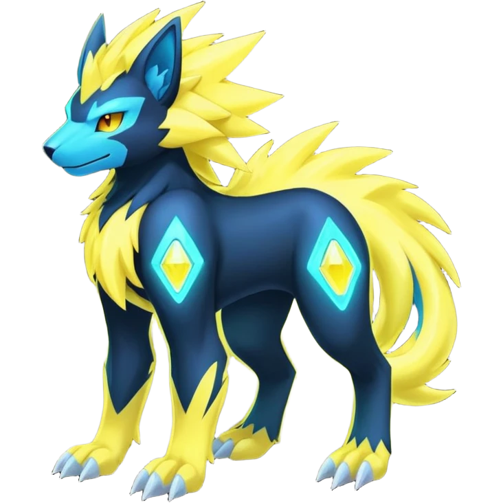  pastel dark bright vibrant futuristic lush warm-colored neon-glowing electric maned Luxray-Manectric-Fakémon-Vernid-Digimon-creature (full body) emoji